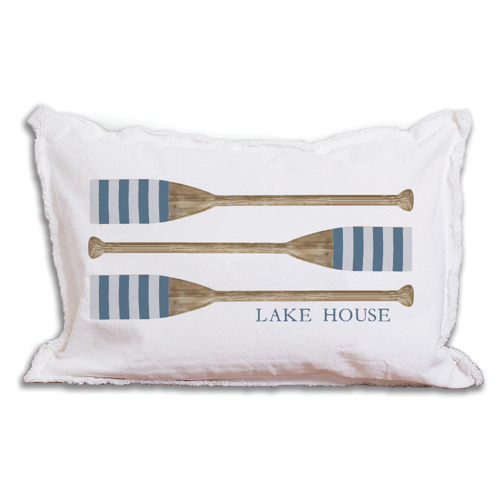Personalized Striped Oars Lumbar Pillow
