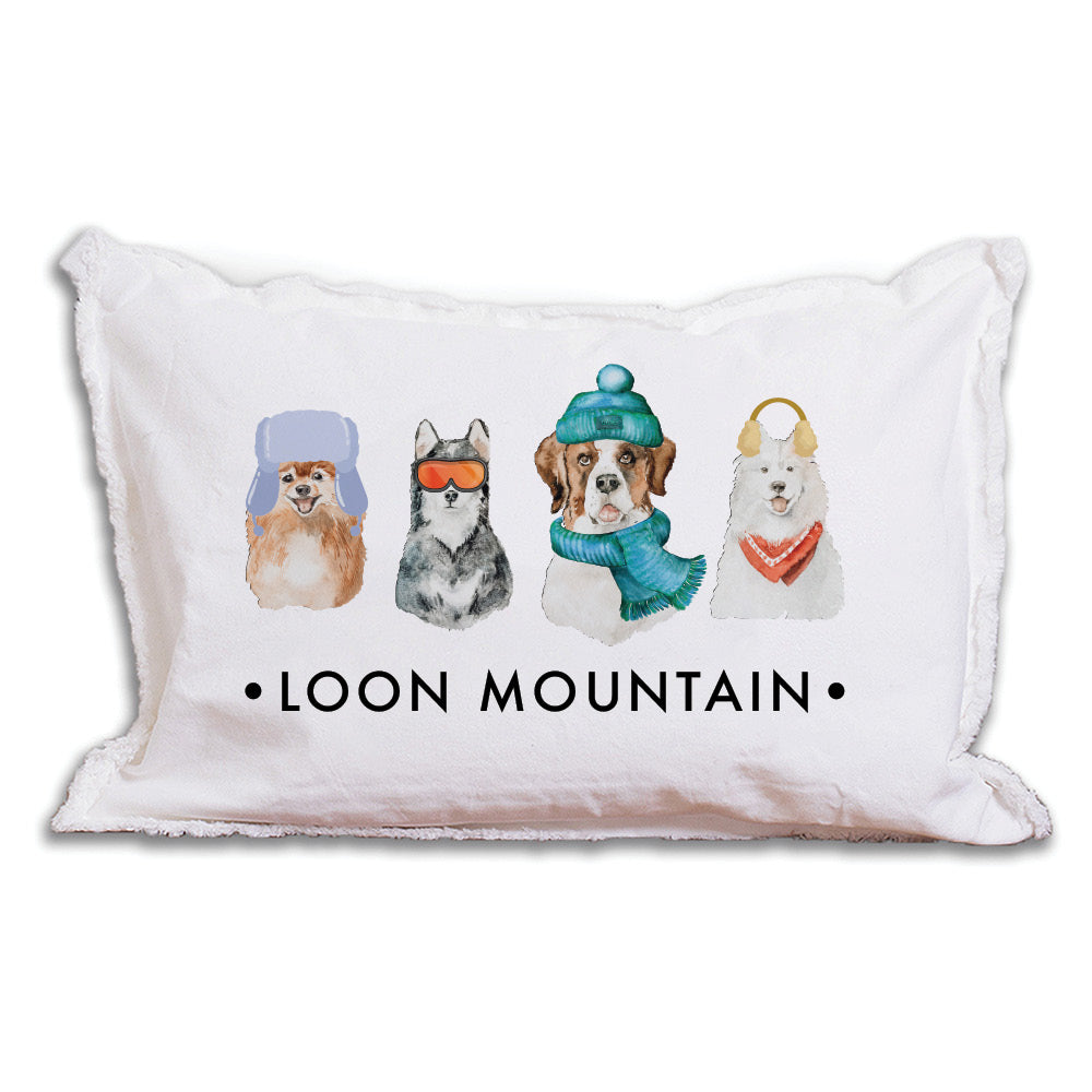Personalized Ski Pup Lumbar Pillow