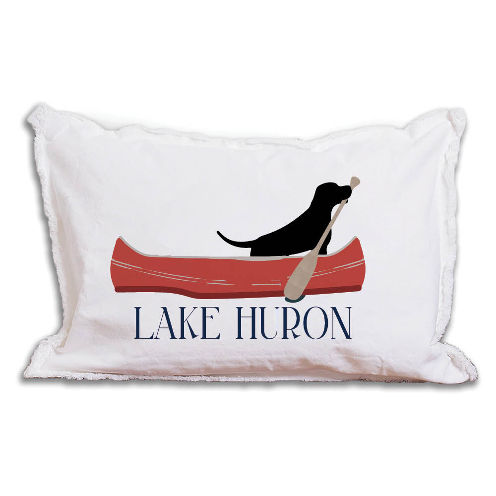 Black Lab Canoe Personalized Lumbar Pillow