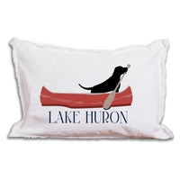 Black Lab Canoe Personalized Lumbar Pillow