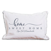 Grey and White Home Sweet Home Personalized Lumbar Pillow