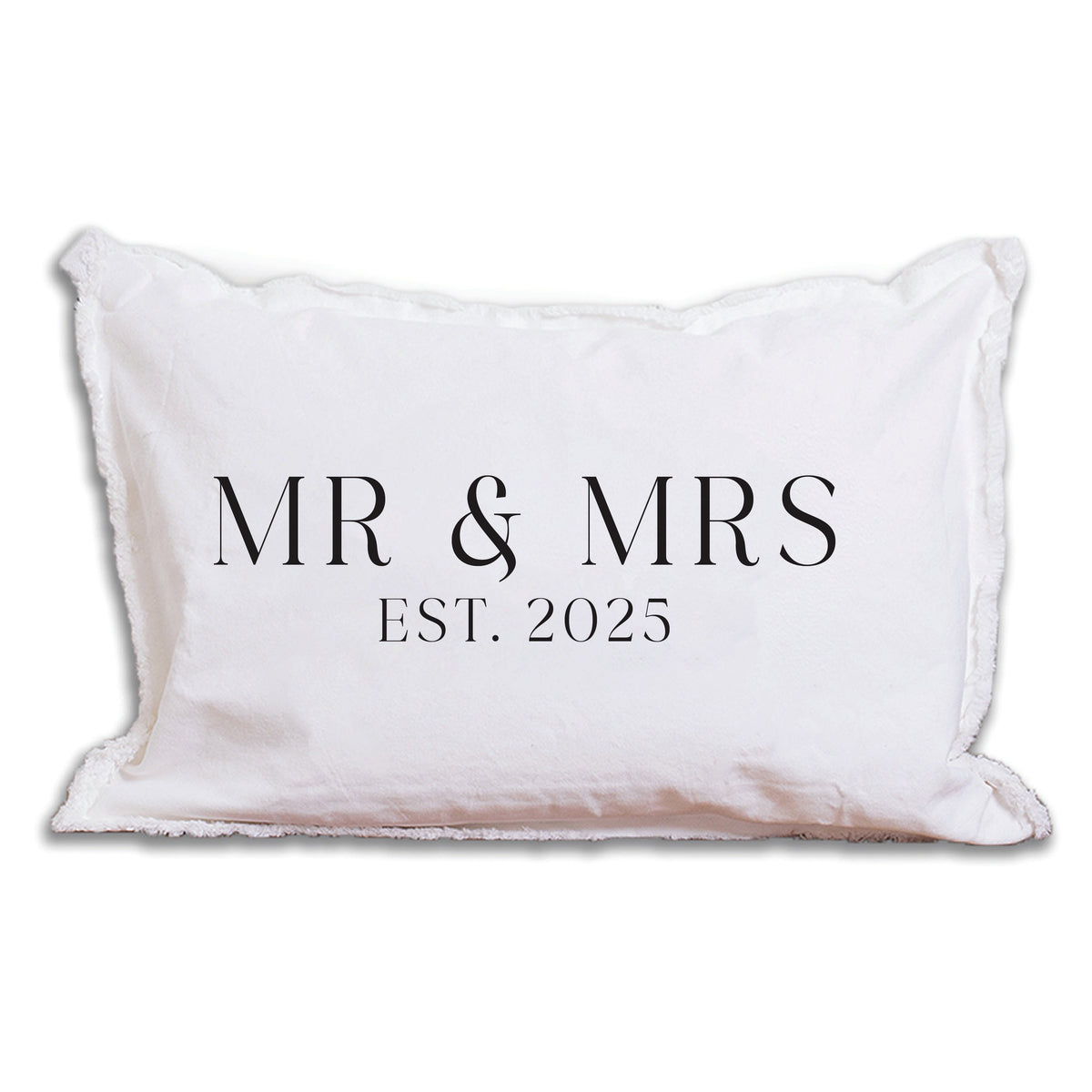 Mr & Mrs EST Personalized Rectangle Pillow