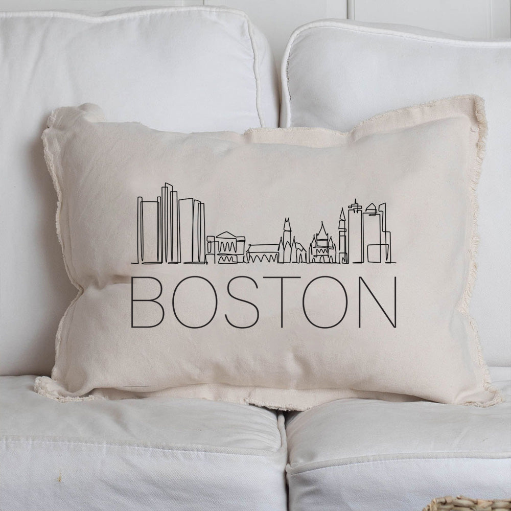 Boston Line Art Skyline Lumbar Pillow