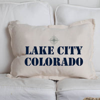 Compass Two Line Text Personalized Lumbar Pillow