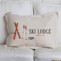 Ski Lodge Personalized Lumbar Pillow