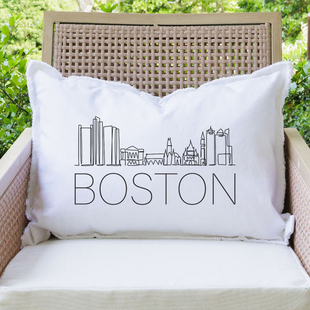 Boston Line Art Skyline Lumbar Pillow
