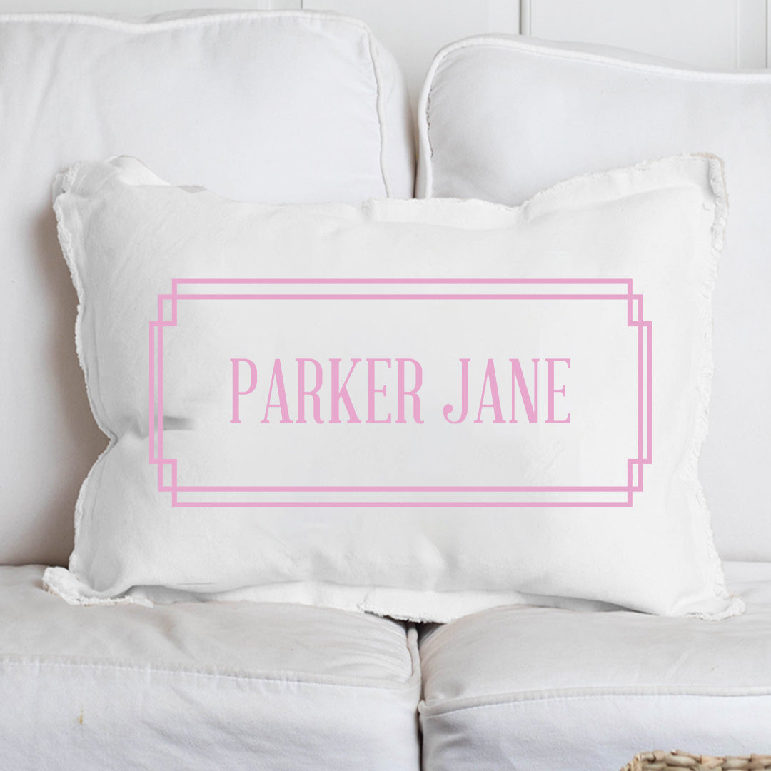 Pink Gingham Personalized Lumbar Pillow