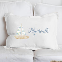 Personalized Hydrangea Sailboat Lumbar Pillow