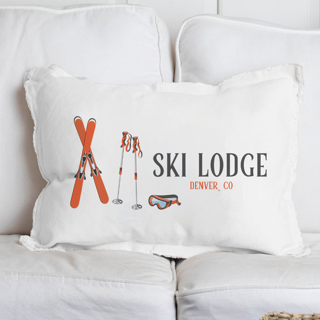 Ski Lodge Personalized Lumbar Pillow