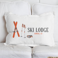 Ski Lodge Personalized Lumbar Pillow