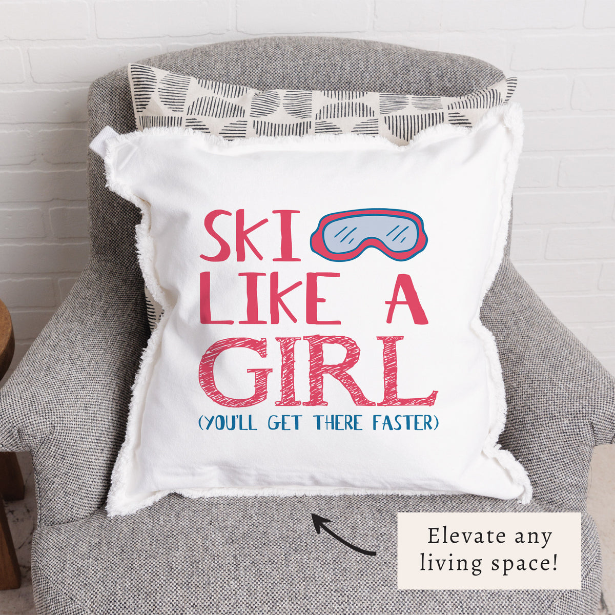 Ski Like A Girl Pillow