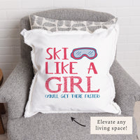 Ski Like A Girl Pillow
