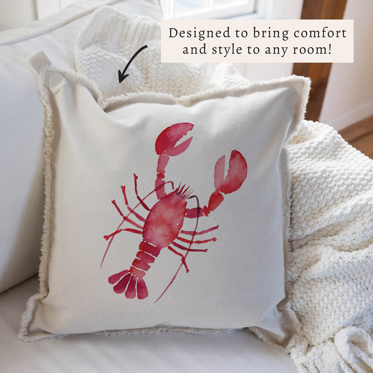 Lobster Watercolor Pillow