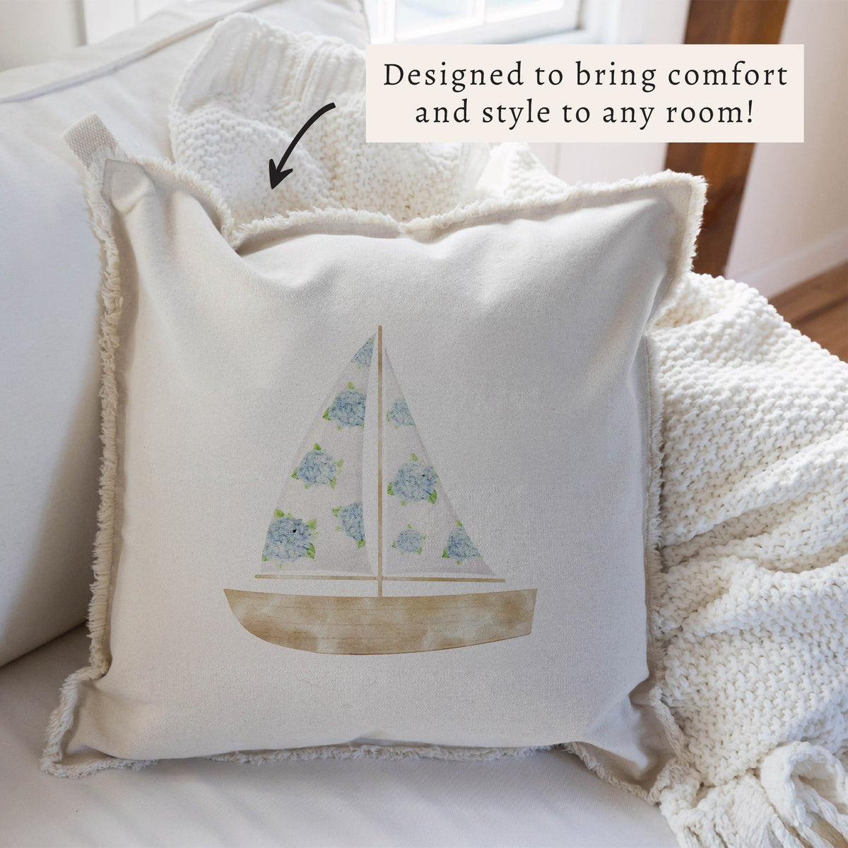 Hydrangea Sailboat Pillow