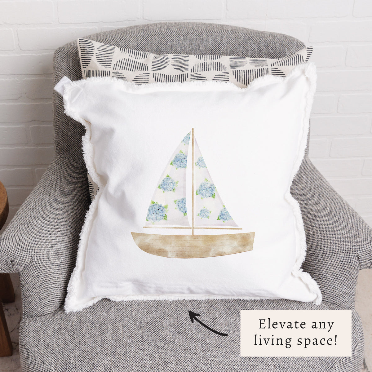 Hydrangea Sailboat Pillow