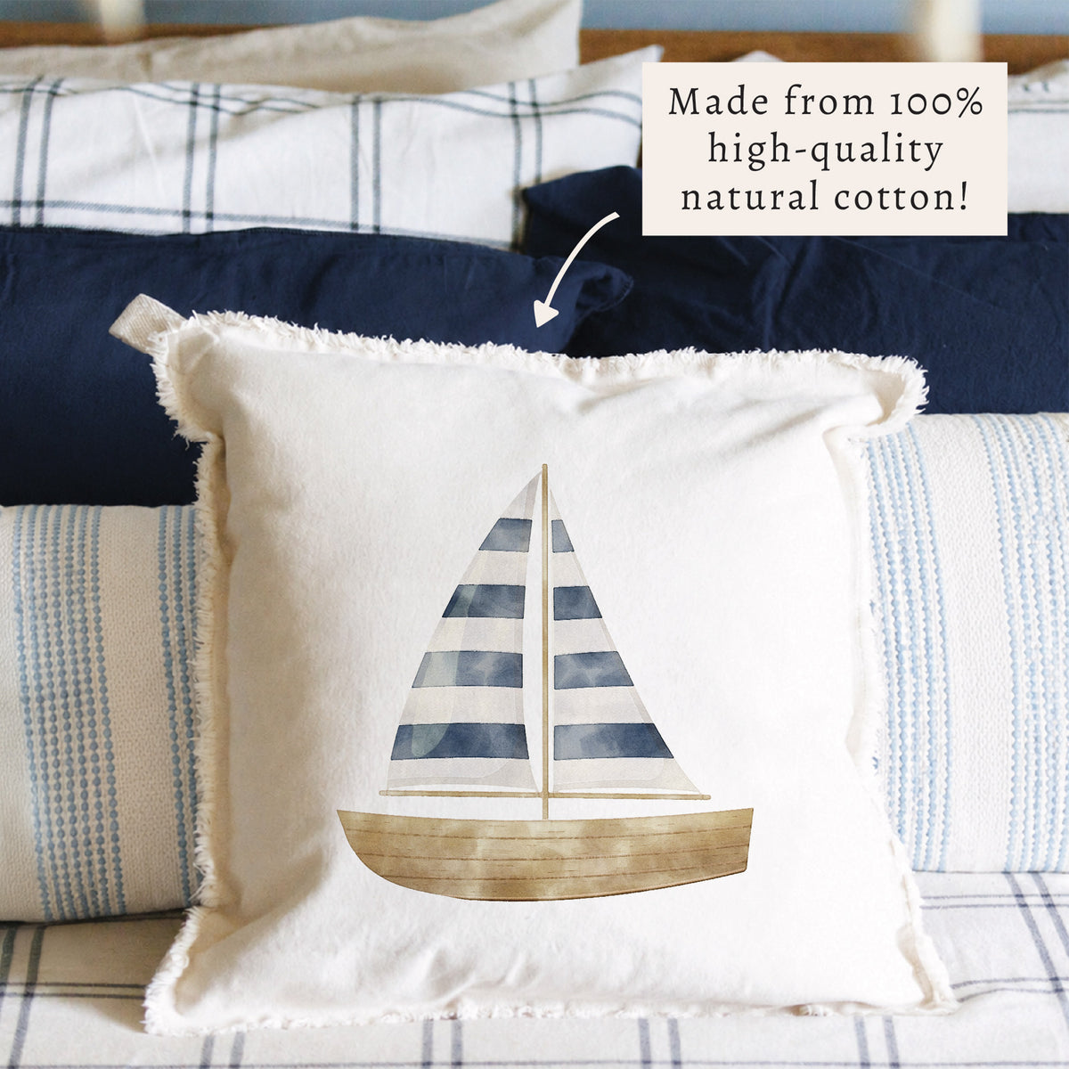 Watercolor Sailboat Pillow