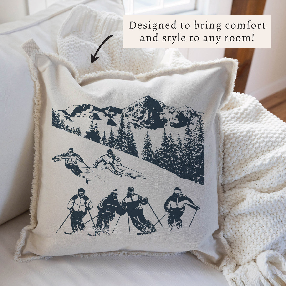 Retro Ski Run Pillow