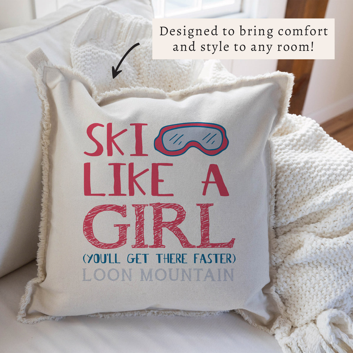 Ski Like A Girl Personalized Pillow