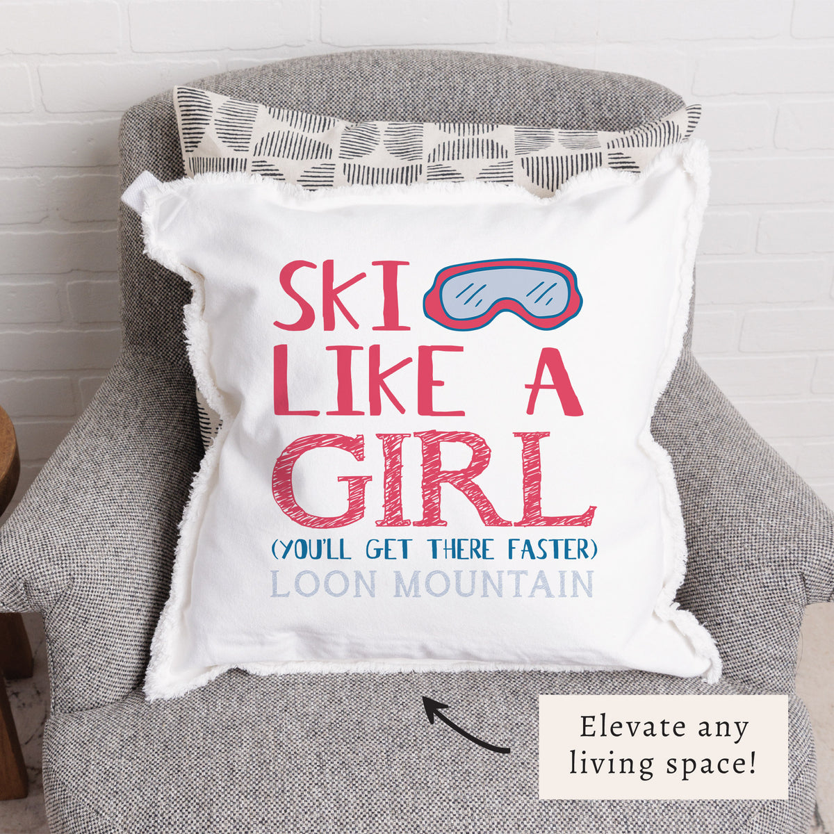 Ski Like A Girl Personalized Pillow