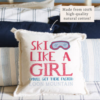 Ski Like A Girl Personalized Pillow