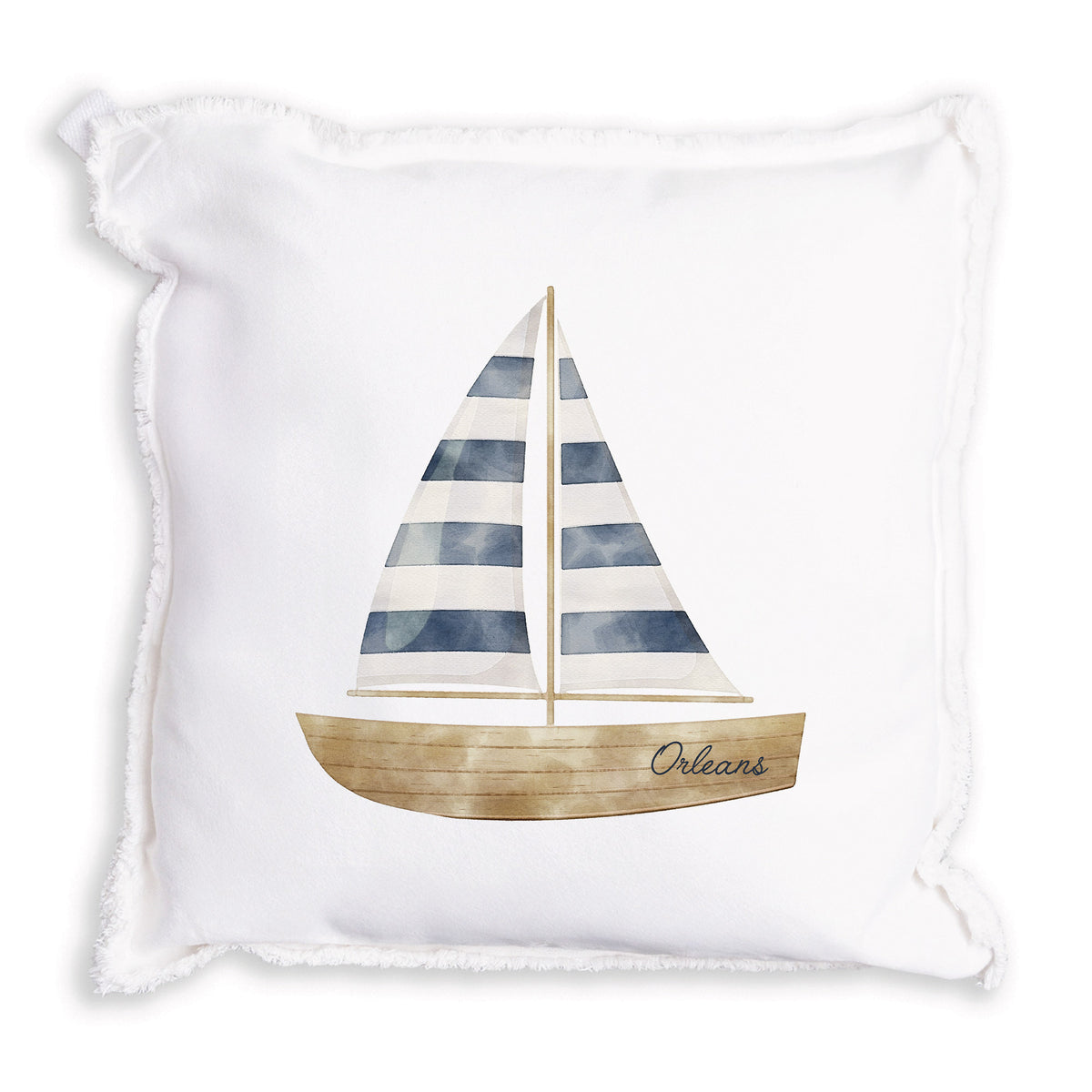 Watercolor Sailboat Personalized Pillow