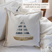 Watercolor Sailboat Personalized Pillow