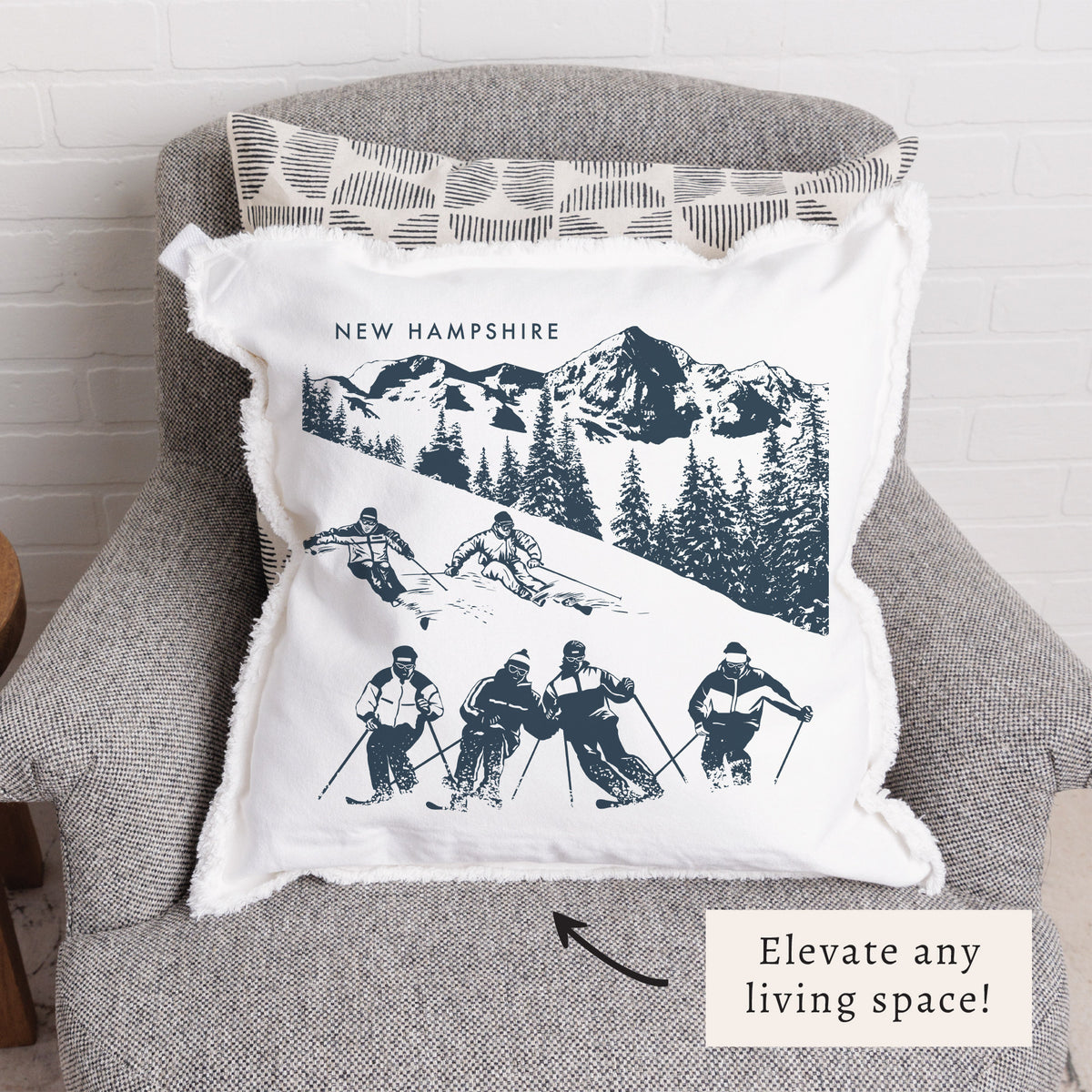 Retro Ski Run Personalized Pillow