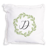 Greenery Laurel Initial Personalized Pillow