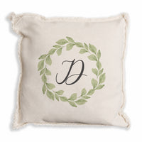 Greenery Laurel Initial Personalized Pillow