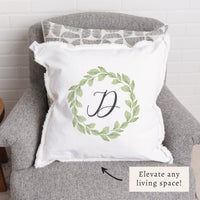 Greenery Laurel Initial Personalized Pillow