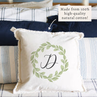 Greenery Laurel Initial Personalized Pillow