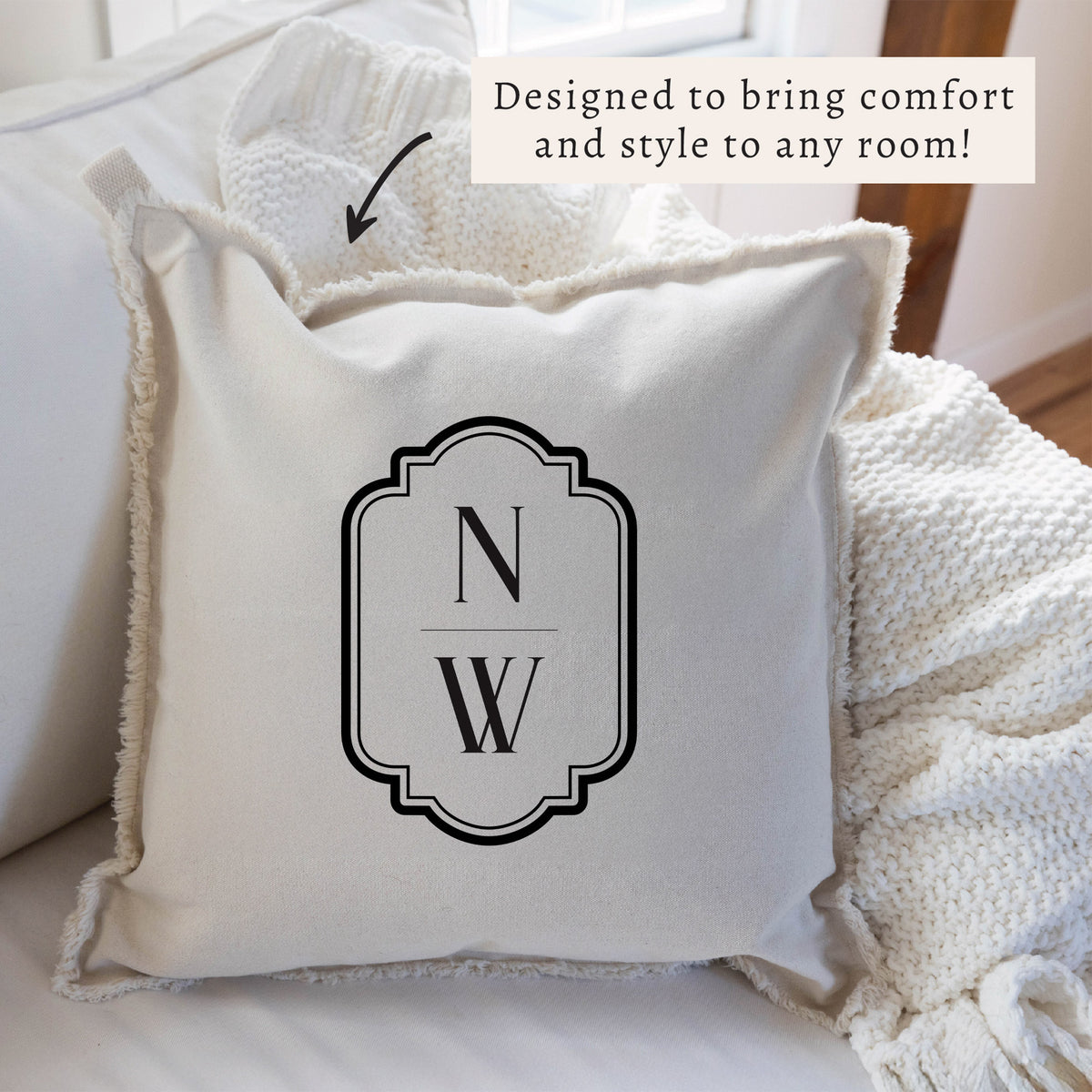 Initials Vertical Personalized Pillow