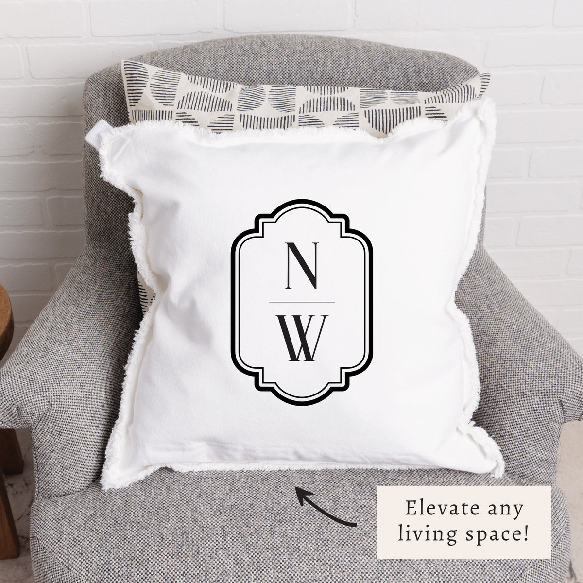Initials Vertical Personalized Pillow
