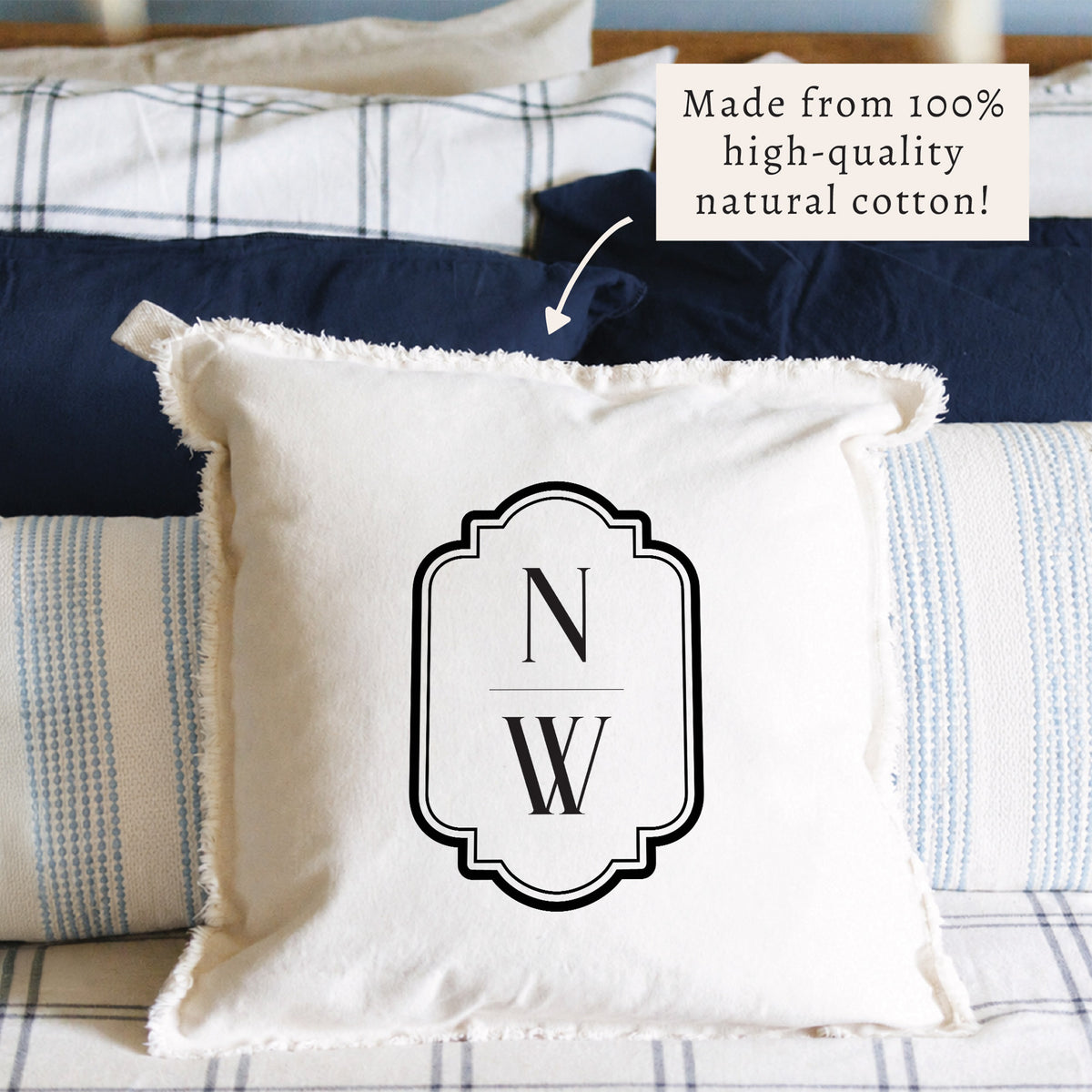 Initials Vertical Personalized Pillow