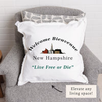 New Hampship Welcome Bienvenue Pillow