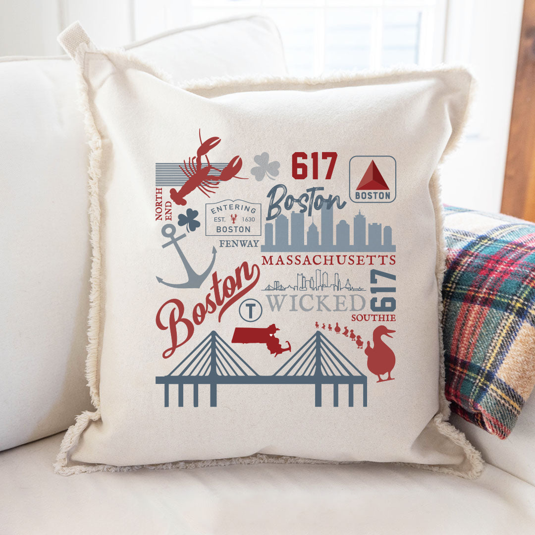 Boston All Things Square Pillow
