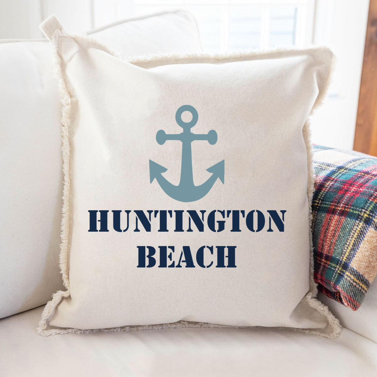 Anchor Two Line Text Personalized Square Pillow