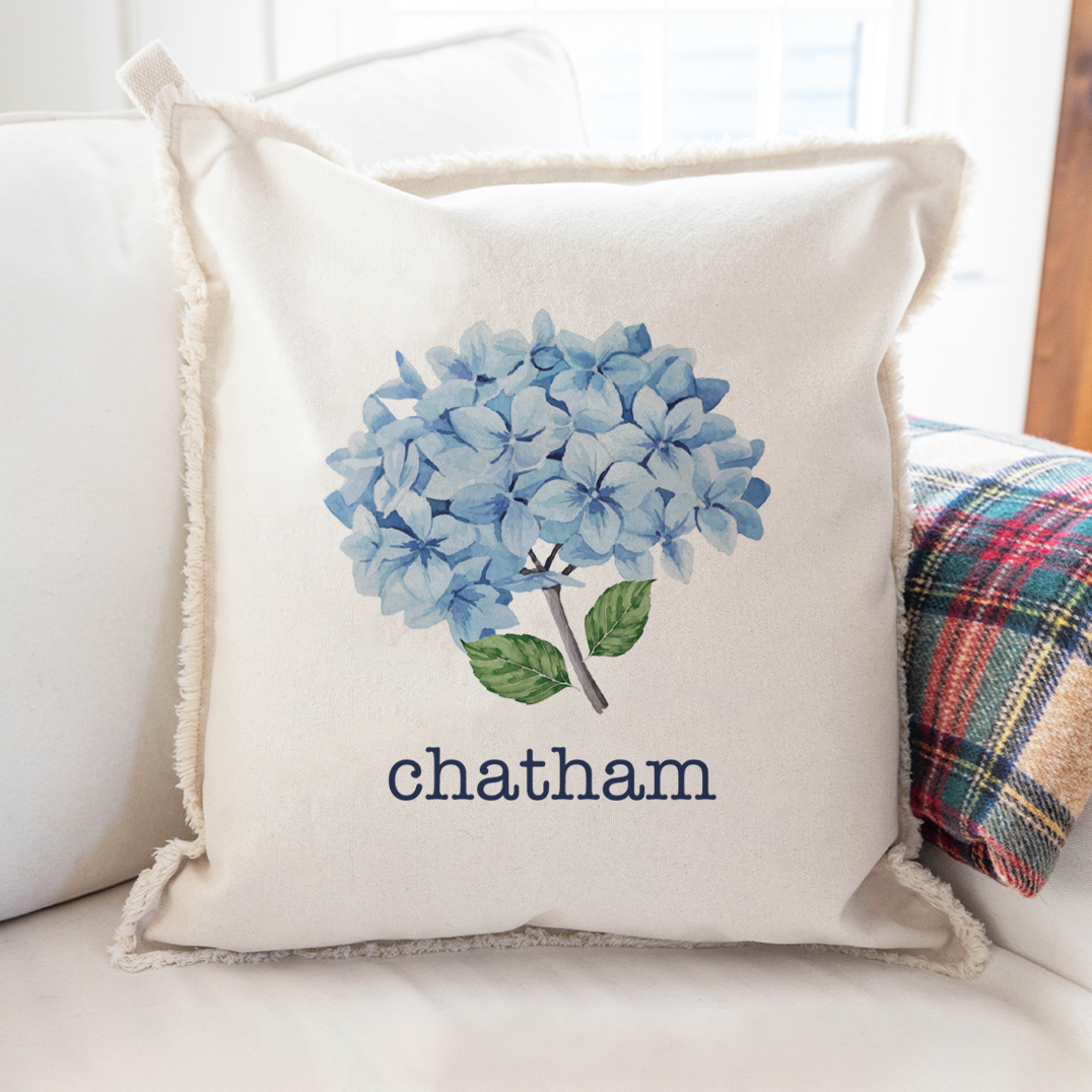 Blooming Hydrangea Personalized Square Pillow