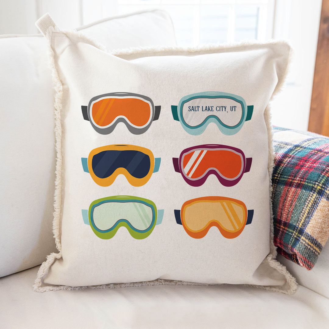 Ski Goggles Personalized Square Pillow