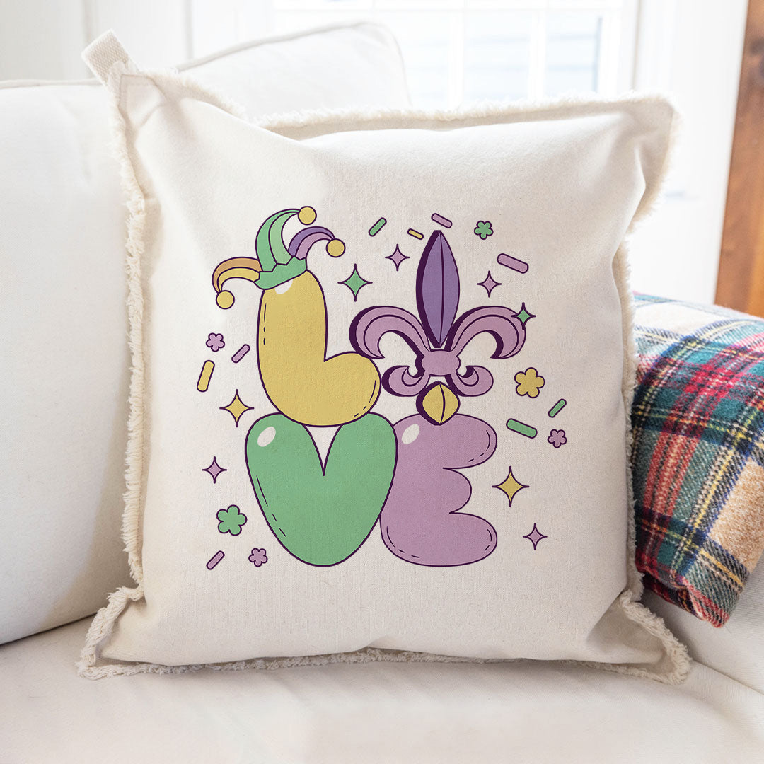 Mardi Gras Love Throw Pillow