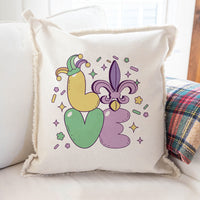 Mardi Gras Love Throw Pillow