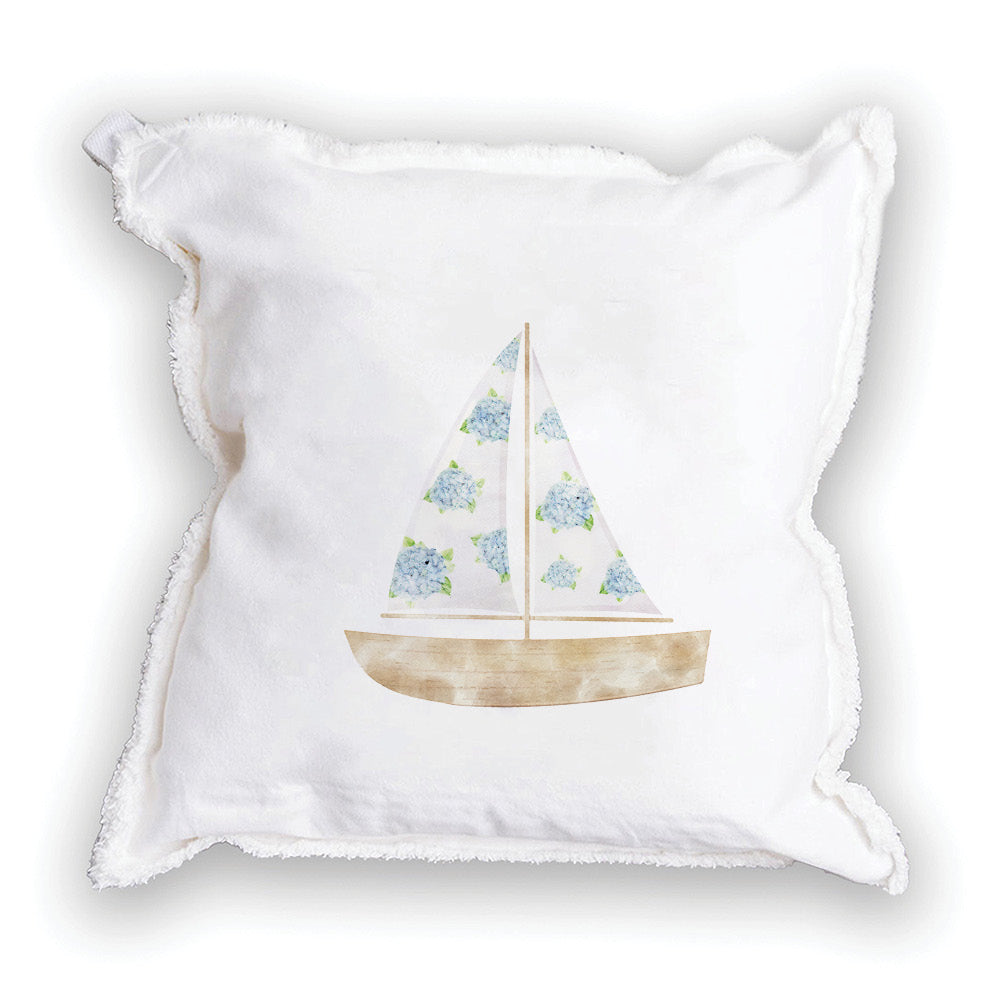 Hydrangea Sailboat Square Pillow