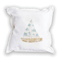 Hydrangea Sailboat Square Pillow