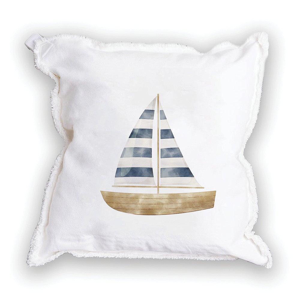 Watercolor Sailboat Square Pillow