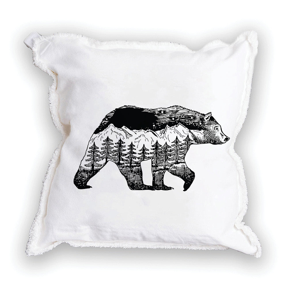 Mountains Bear Square Pillow