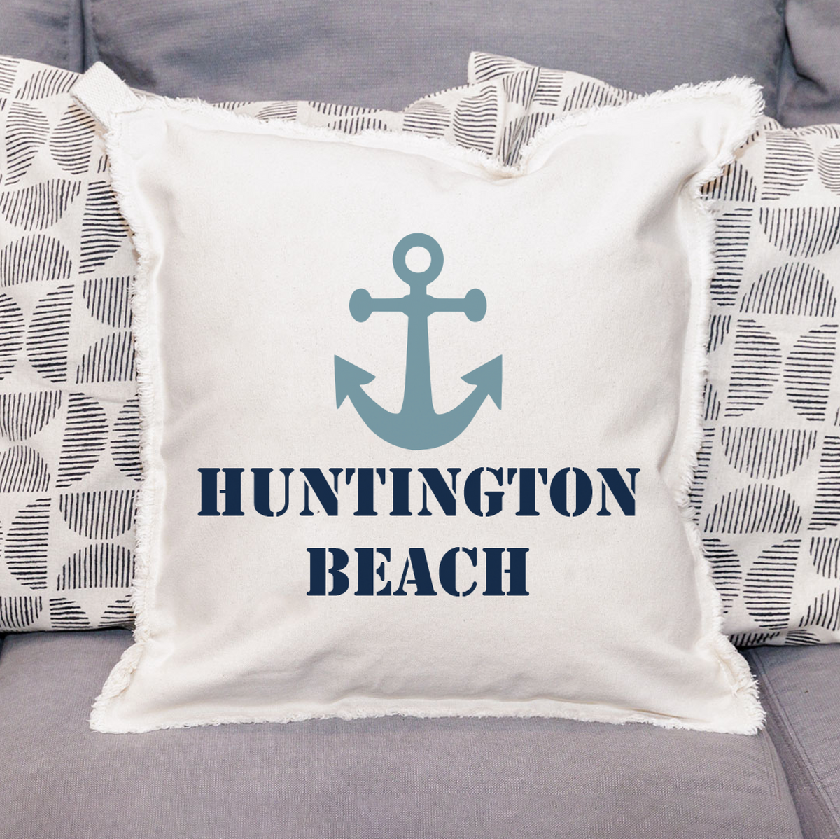 Anchor Two Line Text Personalized Square Pillow
