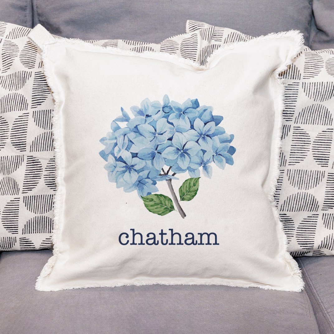 Blooming Hydrangea Personalized Square Pillow