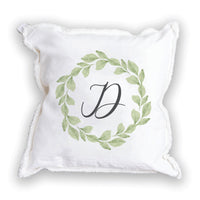 Greenery Laurel Initial Personalized Square Pillow