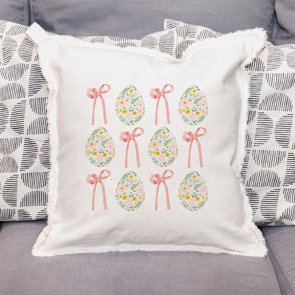 Vintage Easter Eggs Bows Throw Pillow