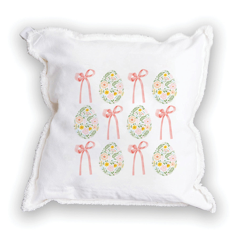 Vintage Easter Eggs Bows Throw Pillow